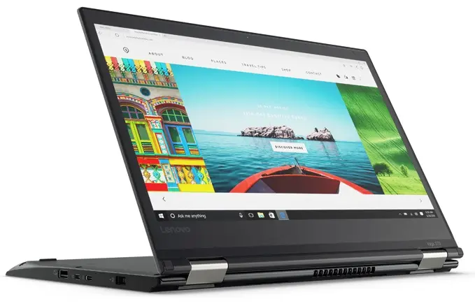 Stand Mode Lenovo ThinkPad Yoga 370 Intel® Core™ i5 i5-7300U Hybrid (2-in-1) 33.8 cm (13.3) Touchscreen Full HD 8 GB DDR4-SDRAM 256 GB SSD Windows 10 Pro Black.webp
