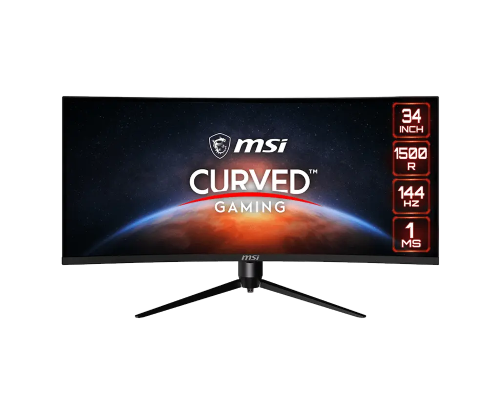 MSI MAG342CQR 34" Curved Gaming Monitor UWQHD 3440x1440 144Hz VA Panel 1ms Response Time 1500R Curvature AMD FreeSync Black