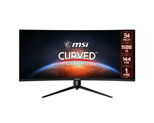 MSI MAG342CQR 34" Curved Gaming Monitor UWQHD 3440x1440 144Hz VA Panel 1ms Response Time 1500R Curvature AMD FreeSync Black